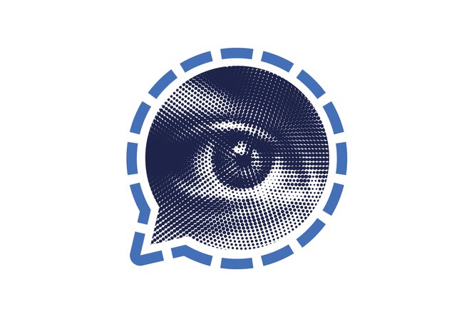 Auge in einer Chat Blase