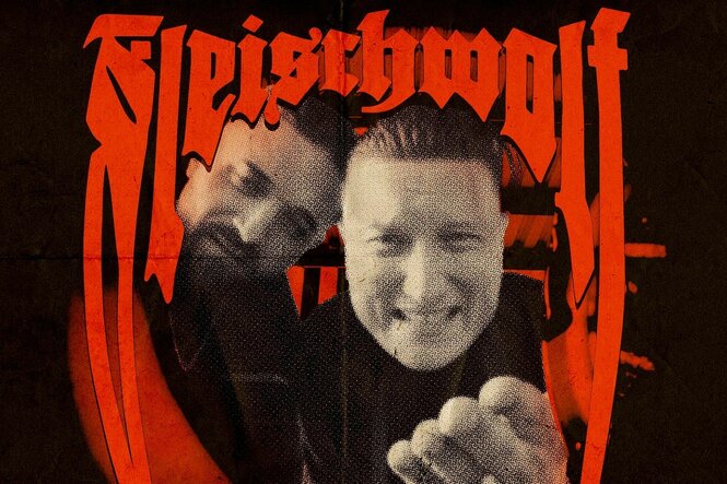 Inszeniertes Foto und Sendetitel, Werbung für die Serie "Fleischwolf"