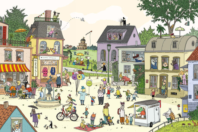 Eine Illustration zeigt eine Stadtszene