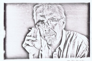 Eine SW-Illustration eines rauchenden Mannes