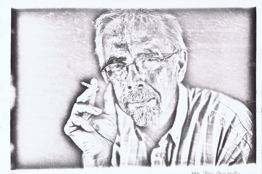 Eine SW-Illustration eines rauchenden Mannes