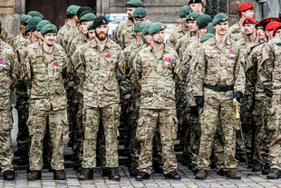 Soldaten stehen in geordneten Reihen