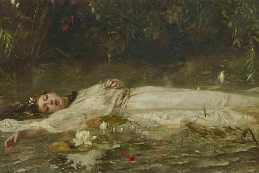 Das im Text beschriebene Gemälde "Ophelia" von Friedrich Heyser.