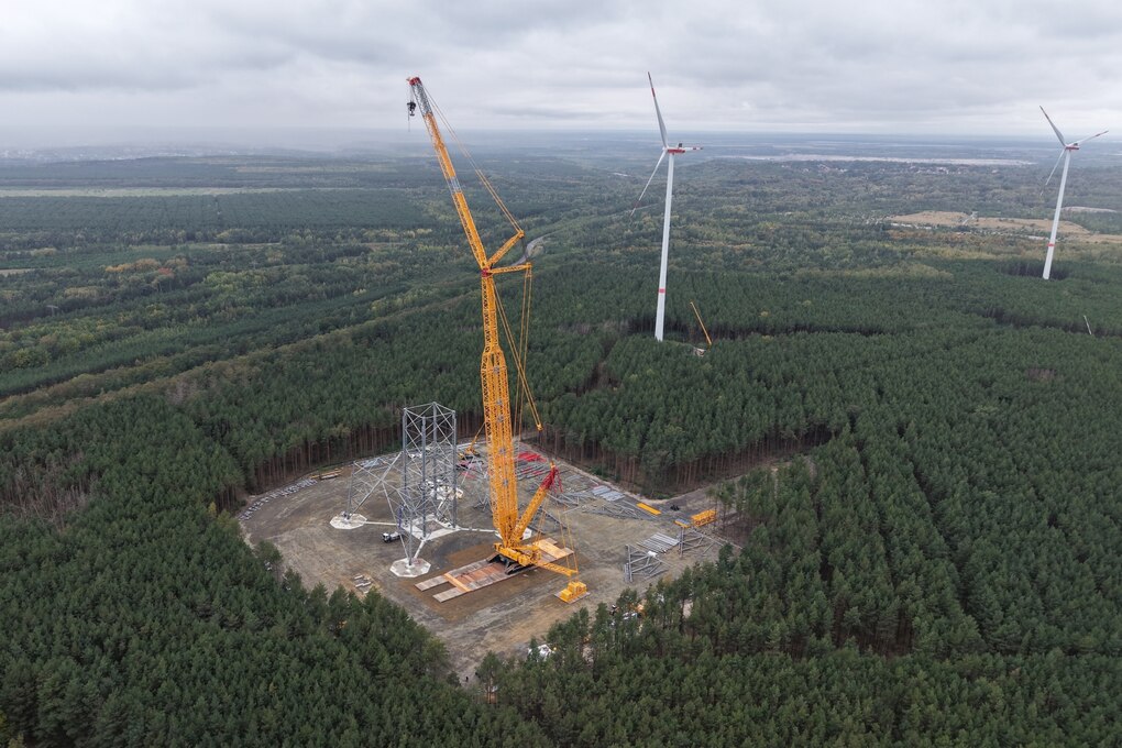 Baustelle eines Windrads.