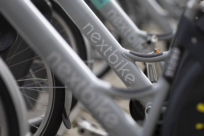 Nextbike-Fahrräder in Nahaufnahme