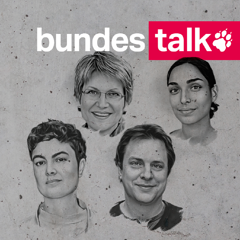 Köpfe von Lukas Wallraff, Patricia Hecht, Jasmin Kalarickal, Sabine am Ode