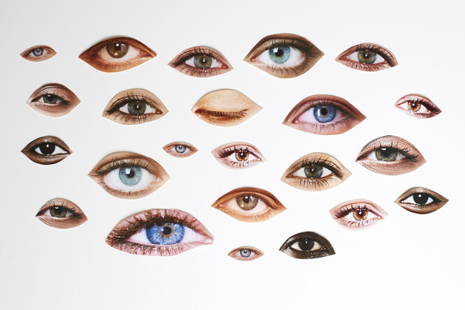 Eine Collage zeigt viele Augen.