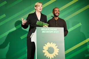 Die grünen Landesvorsitzenden Stahr und Ghirmai