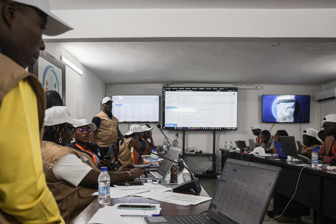 Blick in den Situation Room der Menschenrechtskommission CNDH.