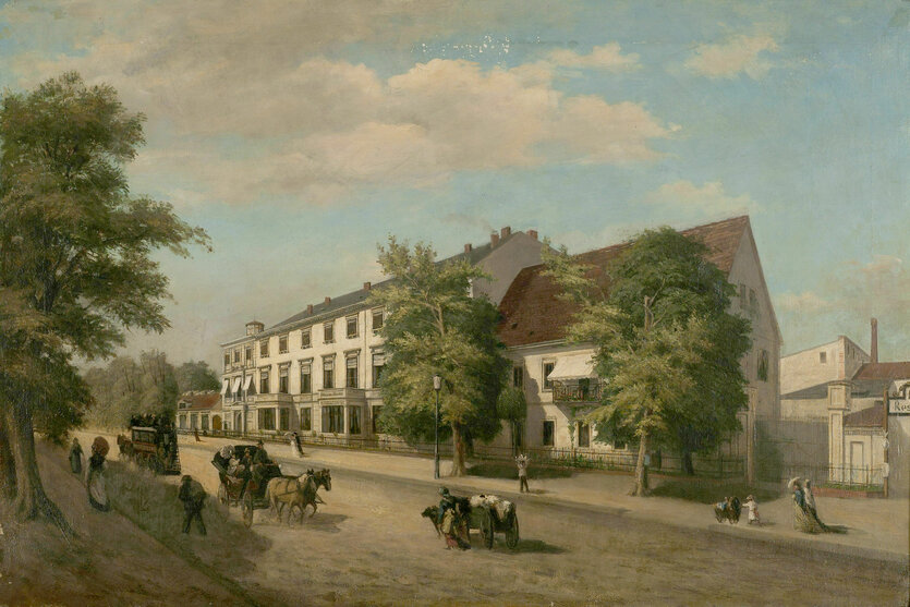 Eine mit Kutschen befahrene Straße im 19ten Jarhundert, Gemälde