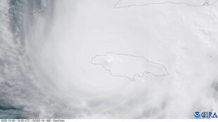 ein Satellittenbild zeigt den Hurrikan Melissa über Jamaika