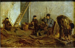 Gemälde: 'Die Korbflechter' von Max Liebermann