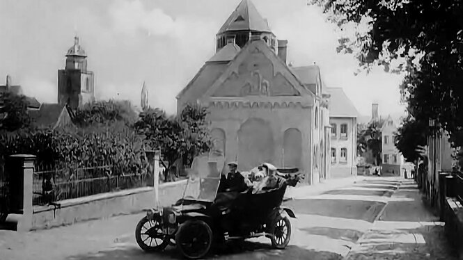 Historische Aufnahme einer Außenansicht der Synagoge Alsfeld.