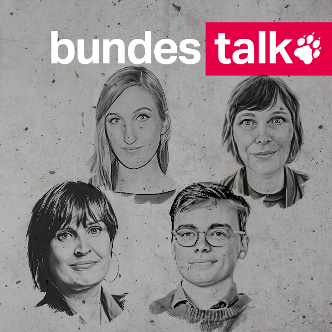 Köpfe von Anja Krüger, Susanne Schwarz, Jonas Waack und Martina Mescher