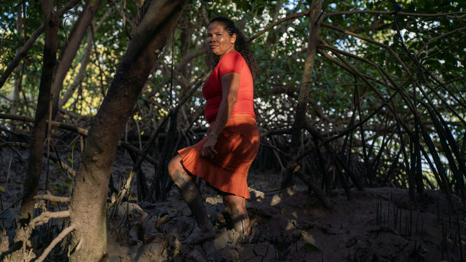 Ângela Monteiro Silva in den Mangroven