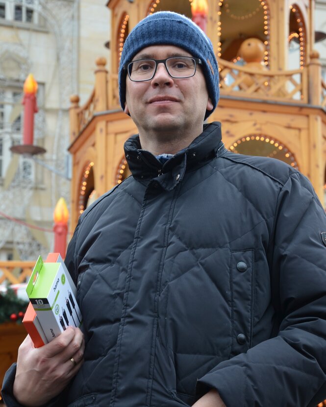 Paul Stieger auf dem Weihnachtsmrkt.