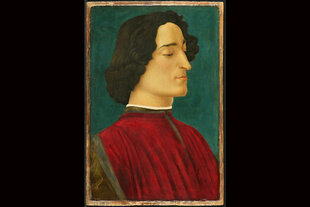 Ein altes Gemälde zeigt eine Person.