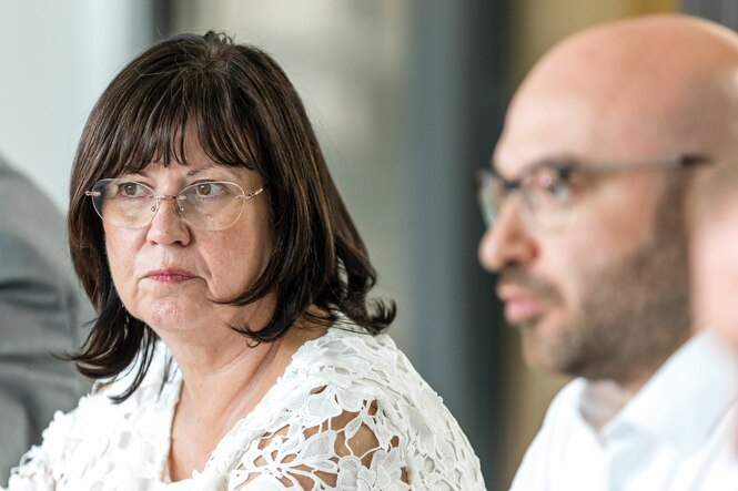 Christine Herntier und Brandenburgs Innenminister René Wilke (SPD)