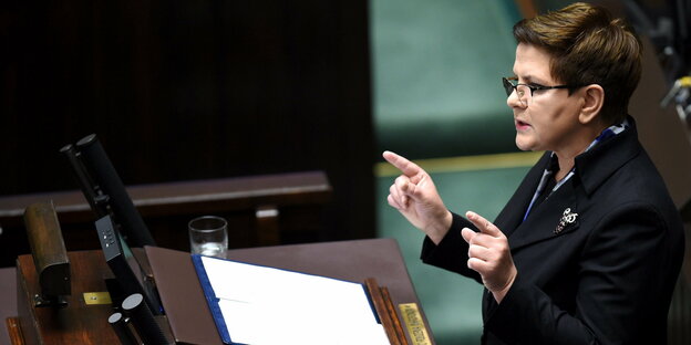 Polens Ministerpräsidentin Beata Szydlo stellt am Mittwoch das Regierungsprogramm vor.