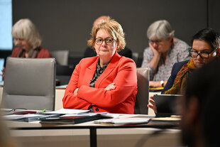 Daniela Behrens (SPD), Innenministerin von Niedersachsen, blickt nach vorn während einer Sitzung des Landtag Niedersachsen.