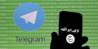 Seltsames Symbolbild der Telegram-App mit arabischen Schriftzeichen auf einem Handy