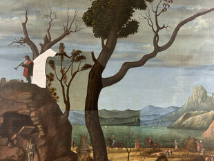 ein Ausschnitt des Bildes von Carpaccio während der Restaurierung