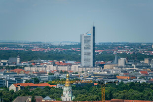 Das Zentrum von Leipzig aus der Vogelperspektive