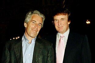 Ein Foto zeigt Jeffrey Epstein und Donald Trump.