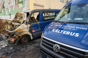 Abgebrannte Kältebusse der Berliner Stadtmission