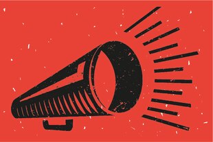 Schwarzes Megaphon auf orange für Illu Wahrheitkolumne