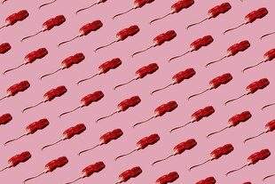 Ein Muster aus blutigen Tampons Ein Muster aus blutigen Tampons