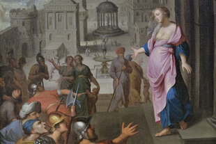 Kassandra prophezeit Toja den Untergang: Gemälde von Dirck Métius. Kassandra prophezeit Toja den Untergang: Gemälde von Dirck Métius.