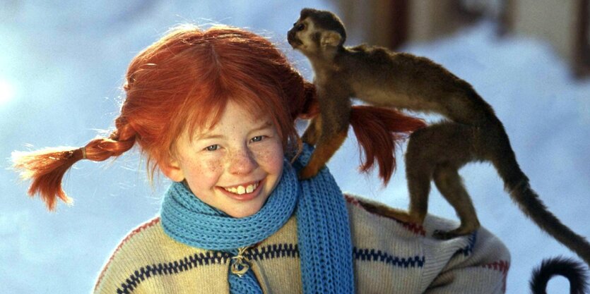 Pippi Langstrumpf mit ihrem Affen