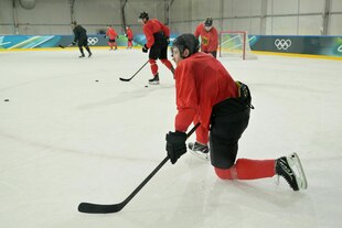Leon Draisaitl beim Training in Mailand