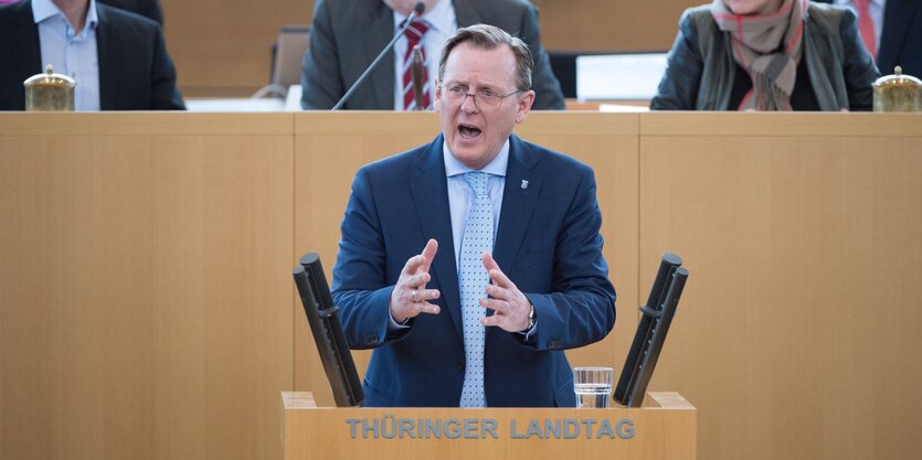 Bodo Ramelow bei seiner Regierungserklärung im Landtag.