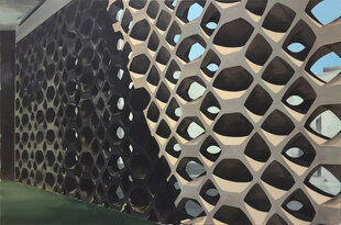 Gemälde des Künstlers Klaus Walter zeigt einen dekorativen Betonzaun