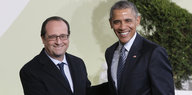 Frankreichs Staatschef Hollande begrüßt US-Präsident Obama