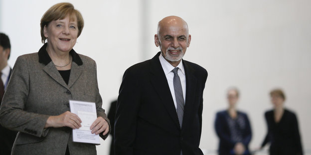 Ashraf Ghani und Angela Merkel