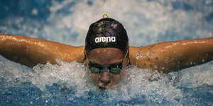 Die ungarische Schwimmerin Liliana Szilagyi beim 100-Meter-Schmetterlingsschwimmen.