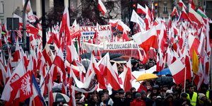 Demonstration in Warschau zur Unterstützung der Regierung.