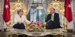 Merkel und Erdogan treffen sich in Istanbul, beide lächeln