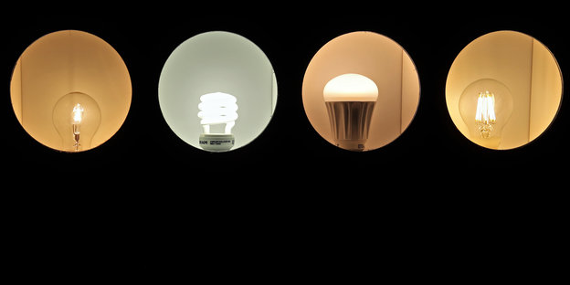 Vier verschiedene Leuchtmittel