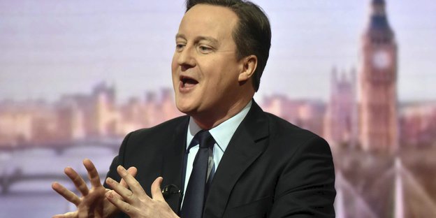 David Cameron, im Hintergrund der Bigben