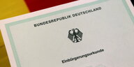 Einbürgerungsurkunde der Bundesrepublik Deutschland
