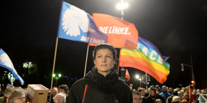 Sahra Wagenknecht auf einer Demo