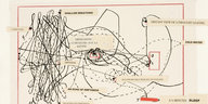 Die Collage des südafrikanischen Künstlers William Kentridge skizziert die Wege, die er in seinem Atelier geht