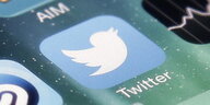 Das Twitter-Logo mit dem Vogel auf einem Smartphone