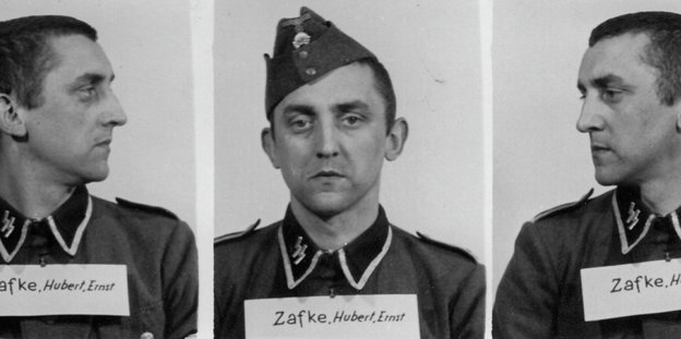 Ein undatiertes Foto aus dem Archiv des Staatlichen Museums Auschwitz-Birkenau zeigt Huvert Zafke in Uniform, mit und Ohne Uniformmütze