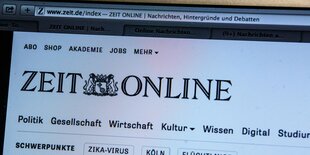 Startseite von "Zeit Online" auf einem Bildschirm