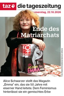 Das Bild zeigt die Titelseite der aktuellen taz
